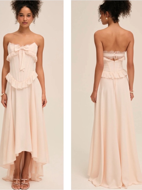 For Love And Lemons Dresses & Skirts - FOR LOVE & LEMONS Harmony Strapless Corset Ruffle Bow White Maxi Dress Size 8